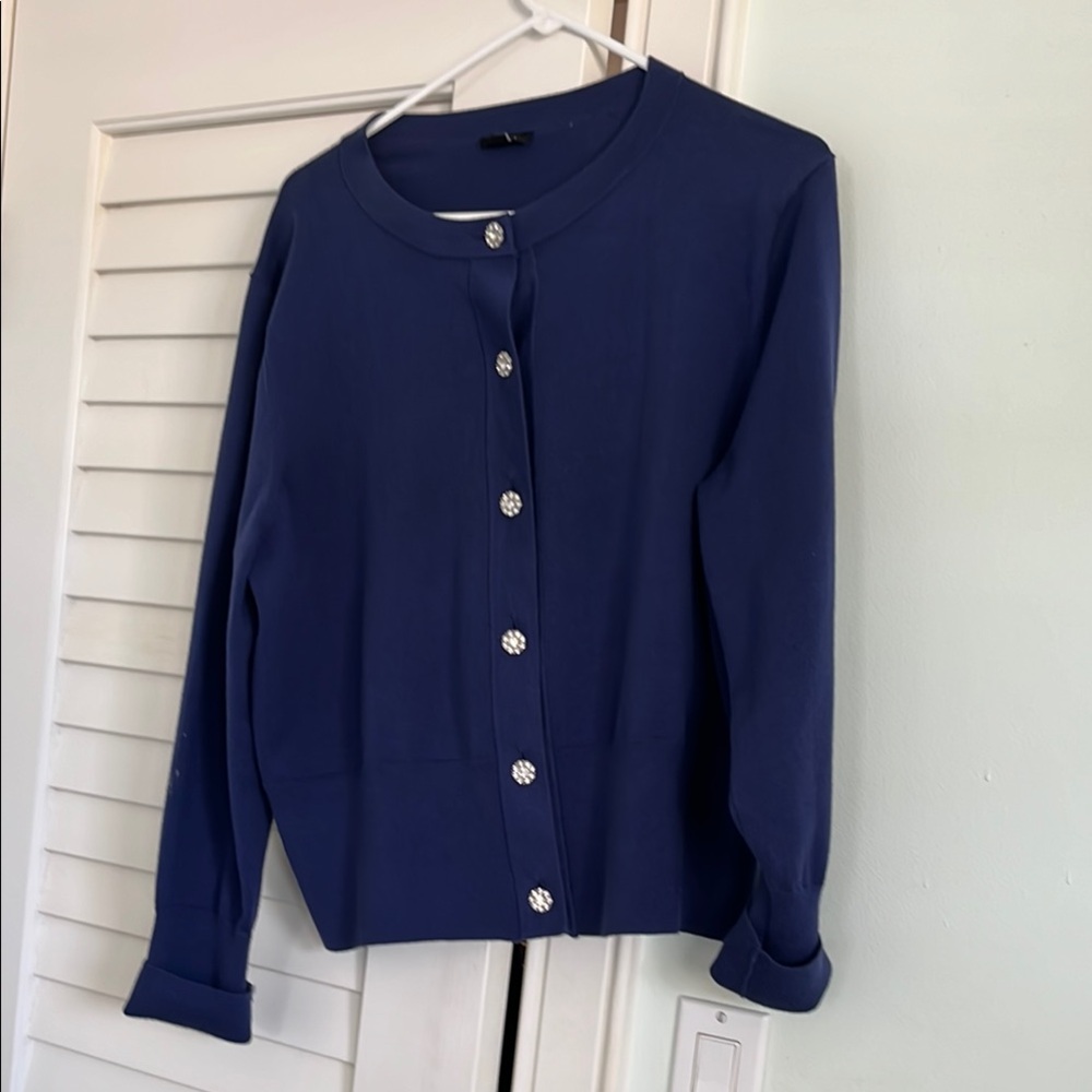 Talbots Classic Navy Button-Front Women's Cardigan